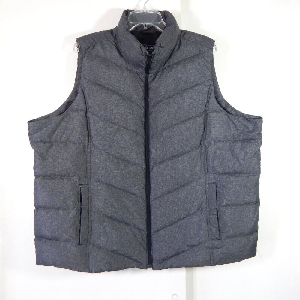 LANDS END puffer vest coat jacket outerwear down filled gray plus 20W 22W 2X - Picture 1 of 7